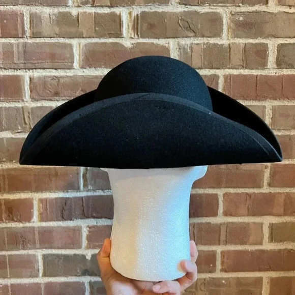 COPY - NEW American Colonial & Revolutionary War Tri-corn Black Wool Felt Hat - Picture 3 of 5